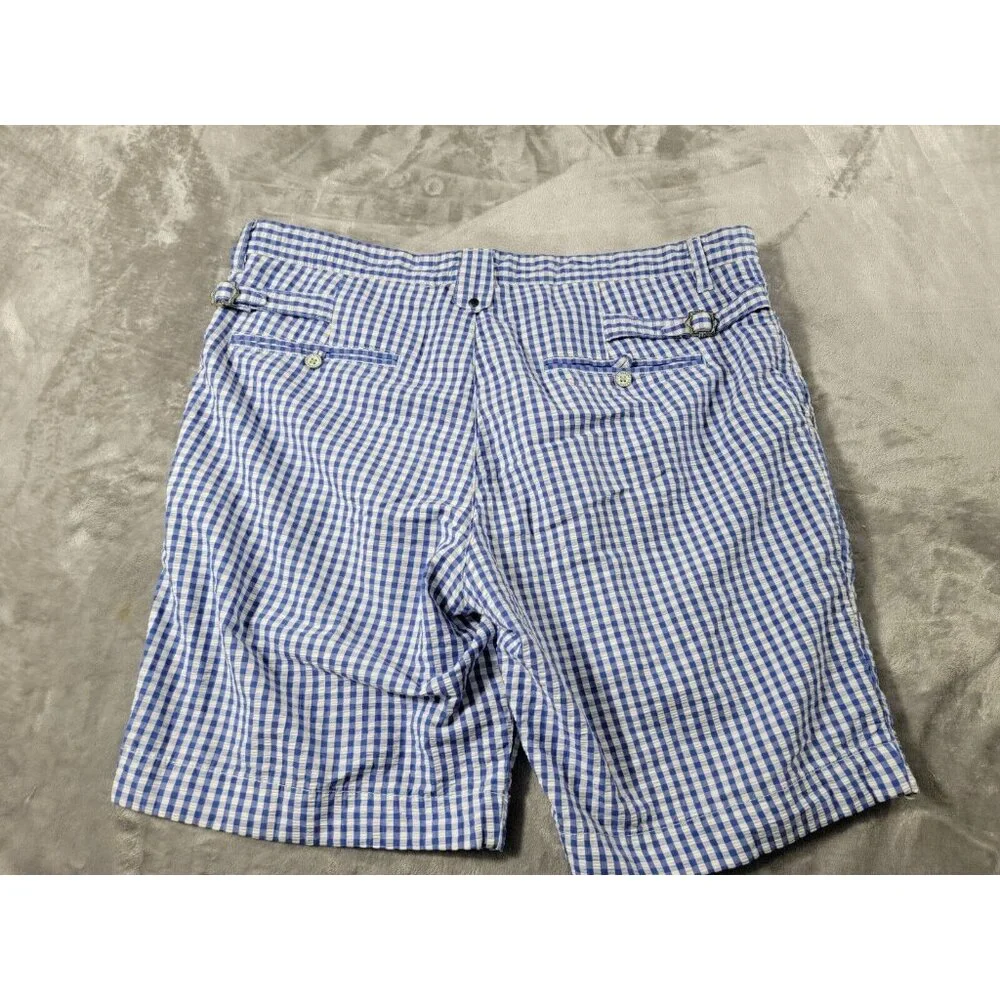 Robert Graham Shorts 38x8 Classic Fit‎ Blue Gingham Seersucker Flat Front Casual